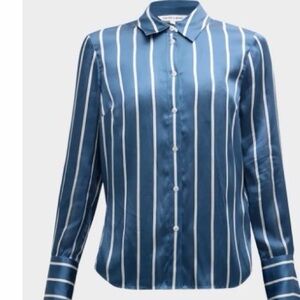 Veronica Beard Blue and White Striped Blouse